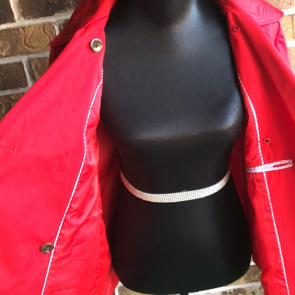 Lands End Red Double-Breasted Peacoat Style Rain Coat Jacket - Picture 12 of 15